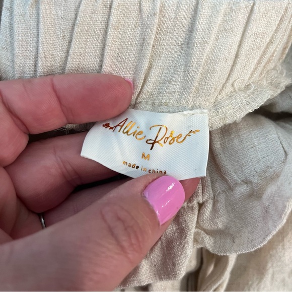 Allie Rose Cotton Linen ruffle tie waist shorts size medium - Picture 2 of 7